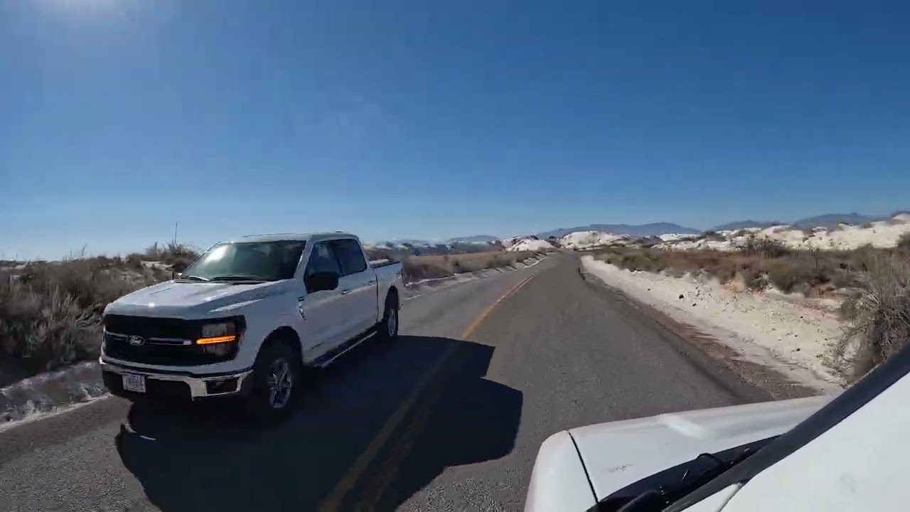 1 of 2 driving thru White Sands NP