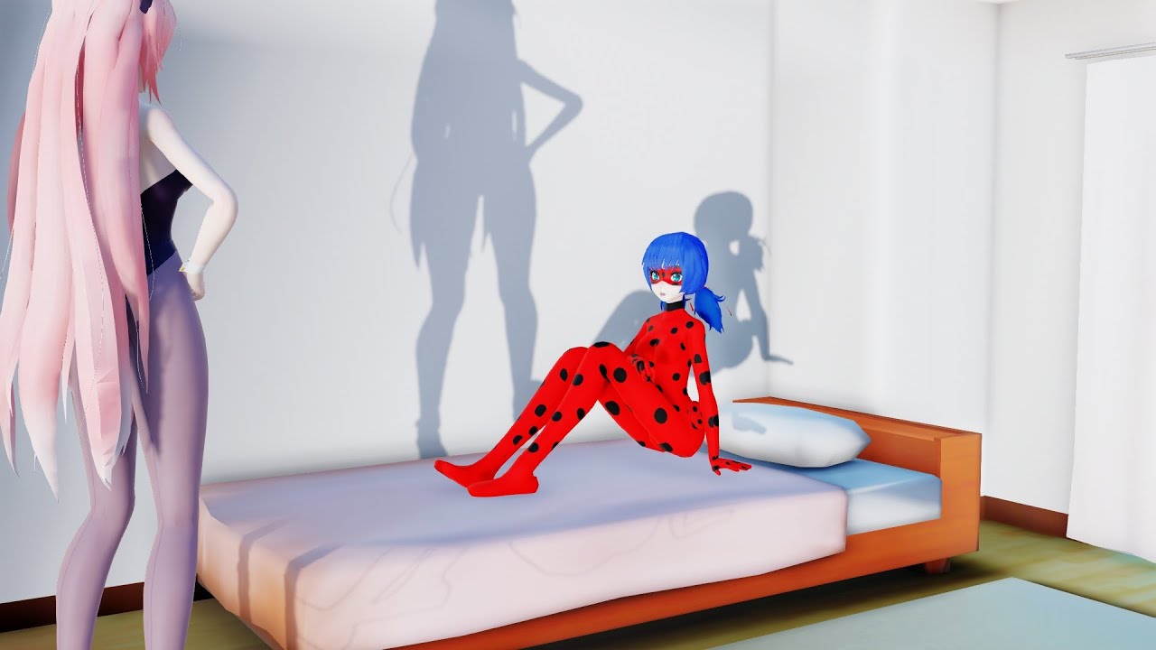 MMD Miraculous X Vocaloid Bunny kiss Amnesia Ladybug X Luka Bunny