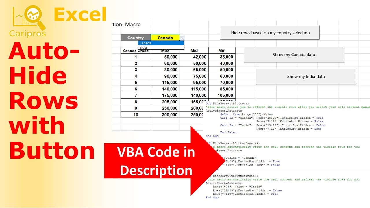 How to Automatically Hide Rows based on Cell Value with a Button