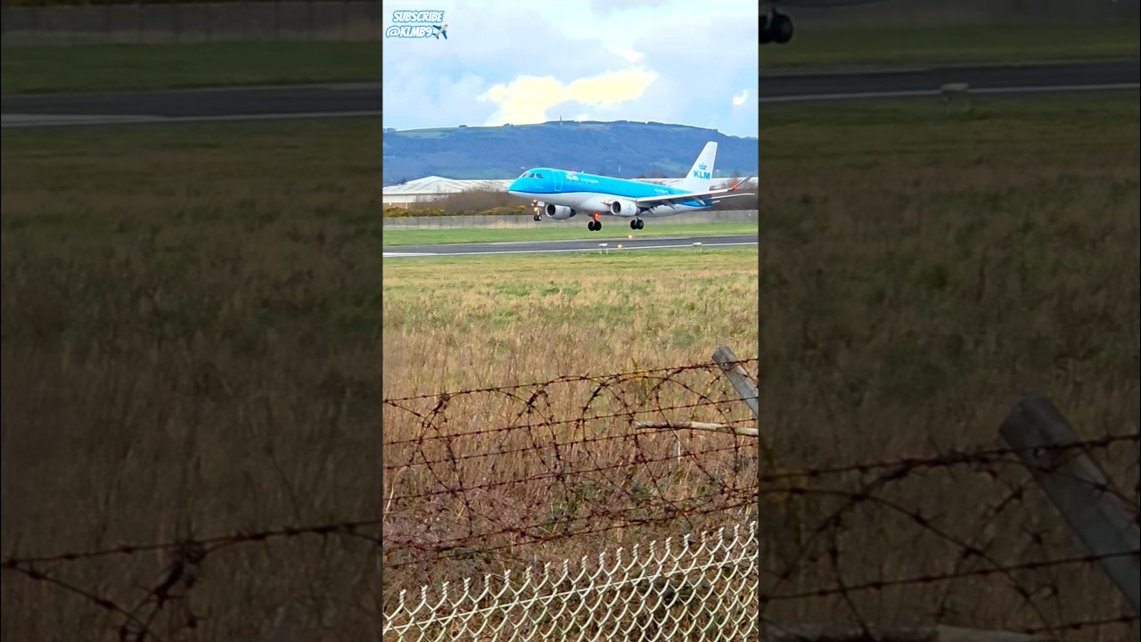 KLM Cityhopper E175 smooth landing into a sunny & cloudy Belfast #aviation #shorts #justplanes