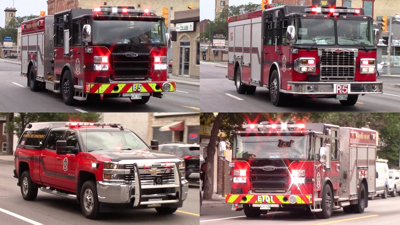 4 Fire Trucks Responding LOUD to Working Structure Fire - Winnipeg Fire Department