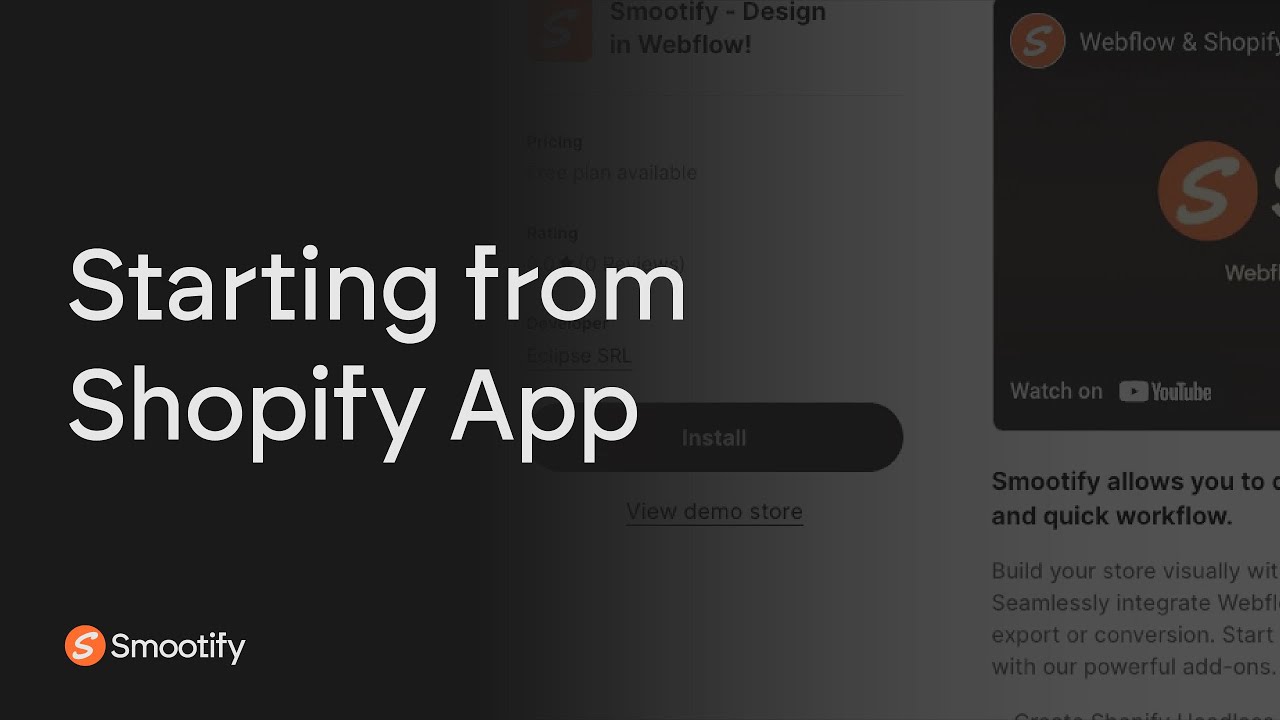 Connect Webflow & Shopify, starting from the Smootify Shopify App