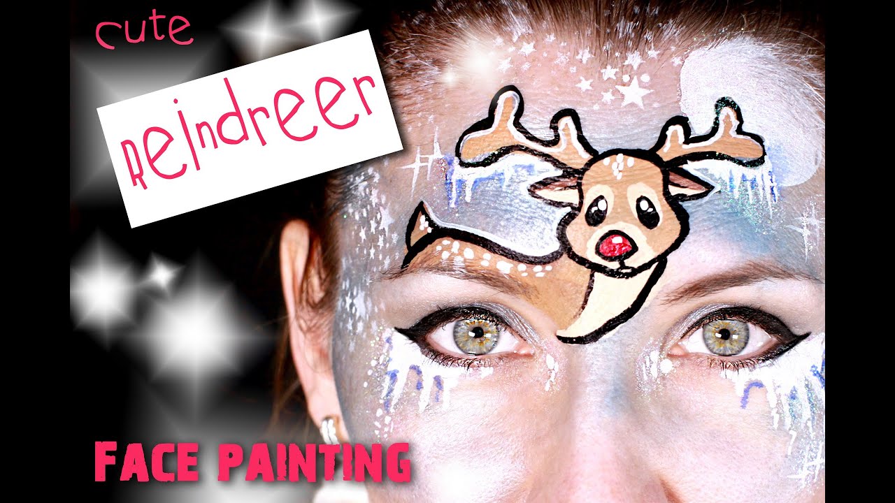 Rudolph, The Red Nosed Reindeer Face Painting Tutorial