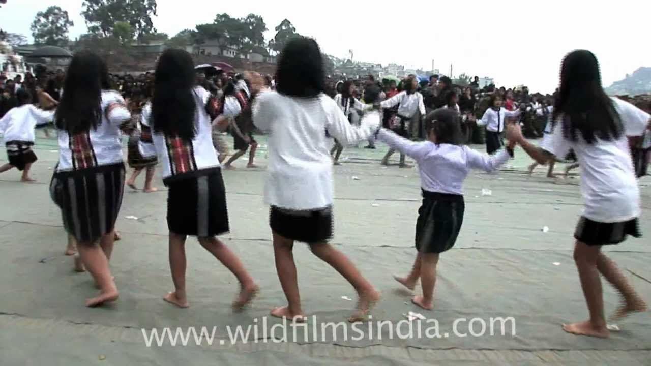 Mizo children squad in circle play their indigenous games