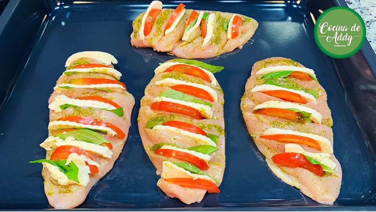 A Comer RICO para estar SANO y Bajar de Peso. POLLO CAPRESE Fácil ALMUERZO / CENA | Cocina de Addy