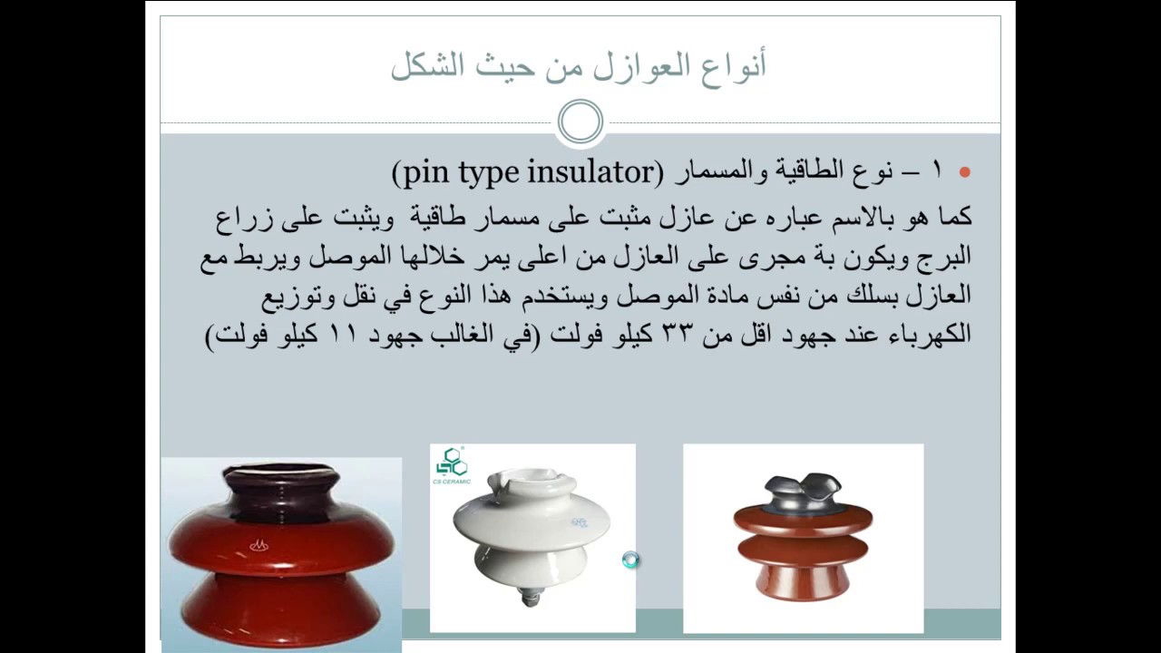 انواع العوازل بالشبكة الكهربية واشكالها المختلف types of insulators جميع اشكال العوازل الكهربية