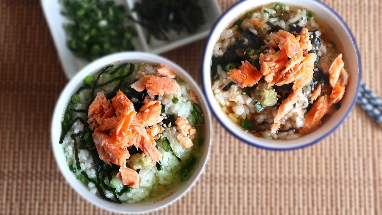 Salmon Ochazuke Recipe. (Green tea over rice/Ochazuke broth/Midnight Diner) 鮭お茶漬けの作り方（レシピ）