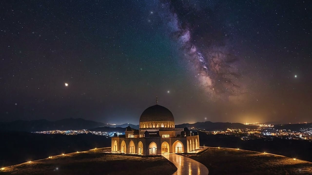 خلفية مسجد رمضانية 4K | Ramadan Night Sky Islamic Background 🌙 بدون صوت🔕
