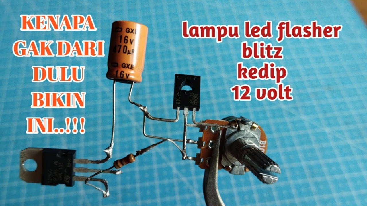 CARA MEMBUAT LAMPU LED KEDIP | BLITZ menggunakan dua transistor tip41 dan transistor bd139 12v