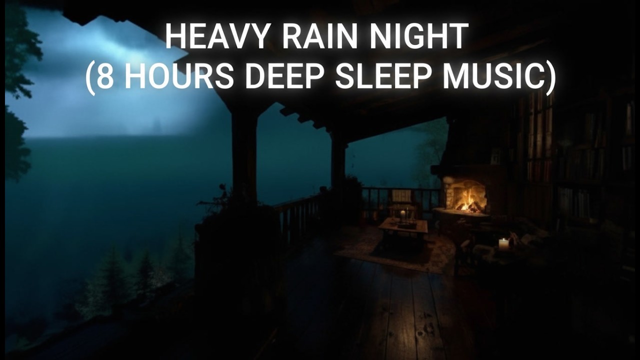 98% Fall Asleep Instantly 😴🌧️ Thunder Rain & Cozy Fireplace in a Dark Bedroom | Deep Sleep (8 Hours)