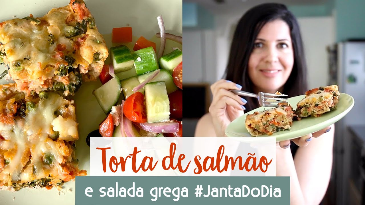 Torta de salmão e salada grega #JantaDoDia | Cozinha da Lu #27