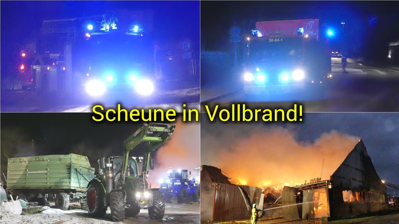 [SCHEUNE IN VOLLBRAND] Einsatzfahrten der Feuerwehr zum Großbrand in Großburgwedel - Thönse 