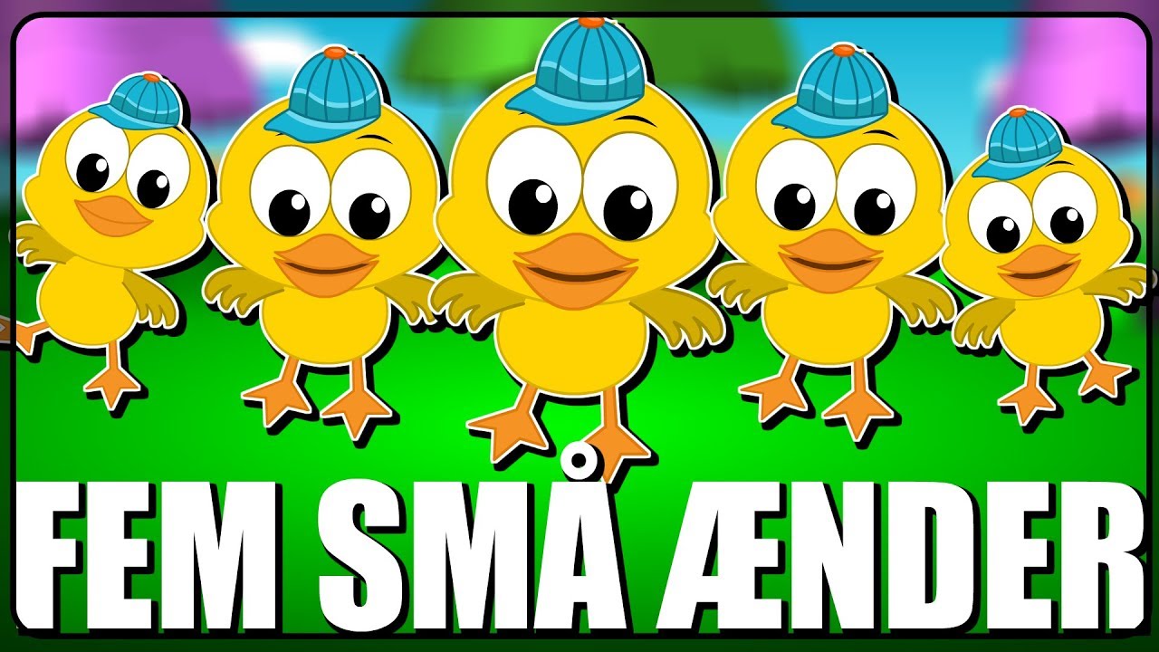 Fem Sm&aring; &AElig;nder | Danske B&oslash;rnesange | B&oslash;rnerim | Nursery Rhymes in Danish | Five Little Ducks