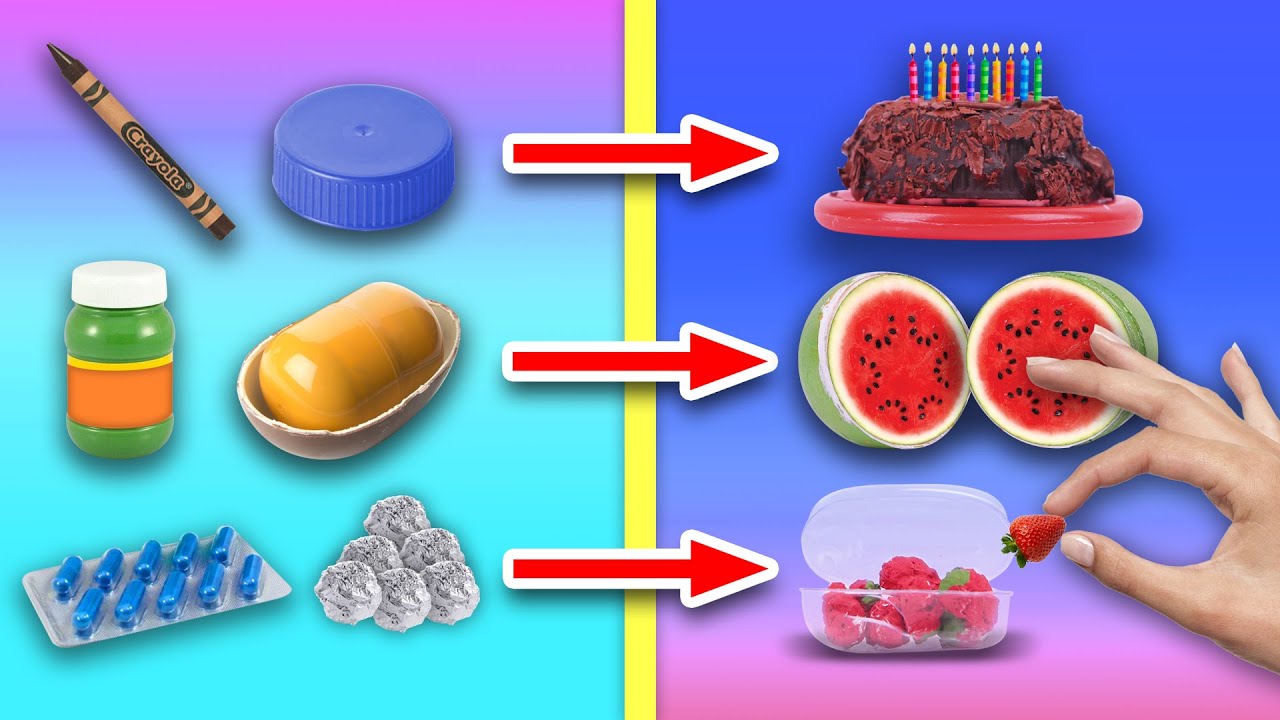 🍖 COMIDA y POSTRES  MINIATURA para BARBIE 🍧😋 Manualidades Fantásticas!