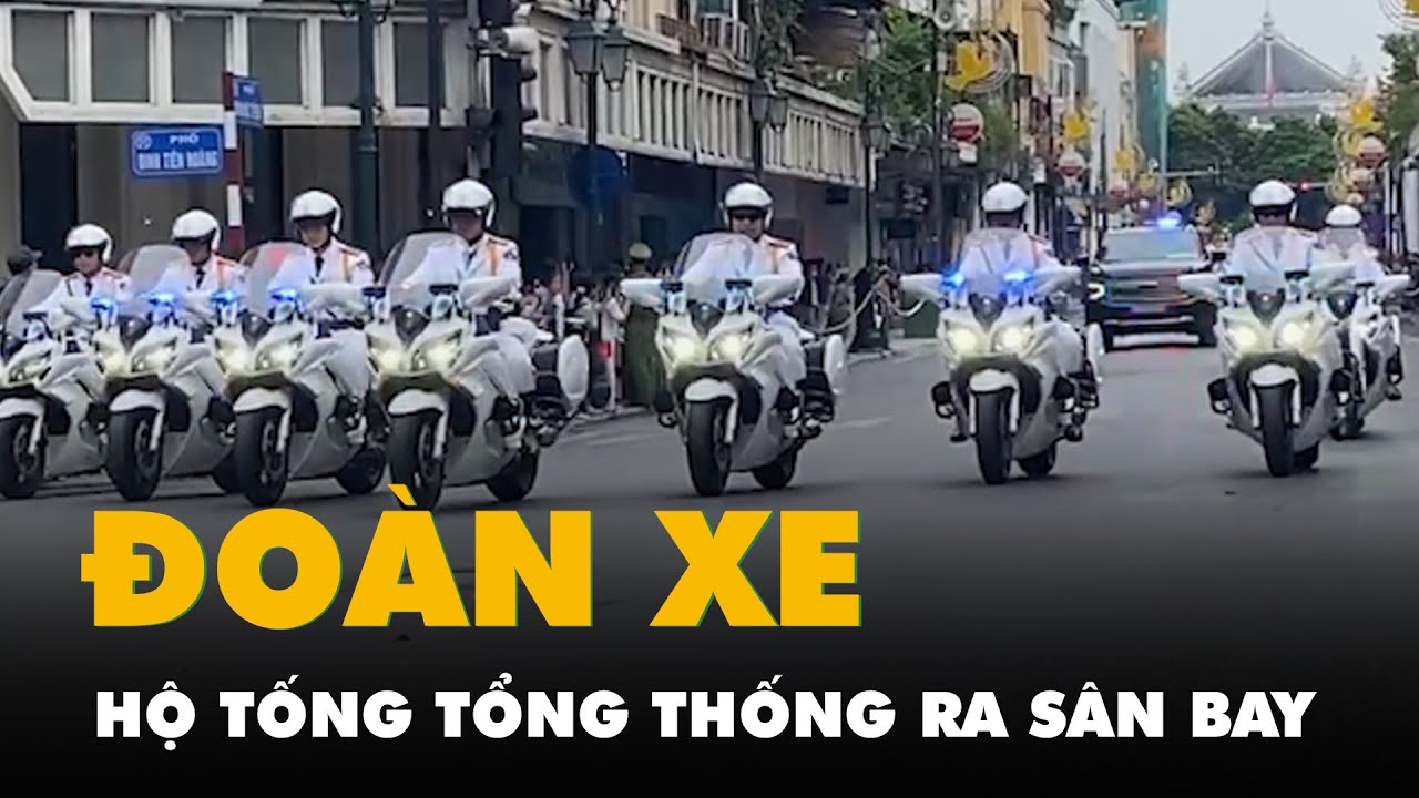 Đoàn xe hộ tống Tổng thống Joe Biden ra sân bay Nội Bài sau 2 ngày thăm Việt Nam