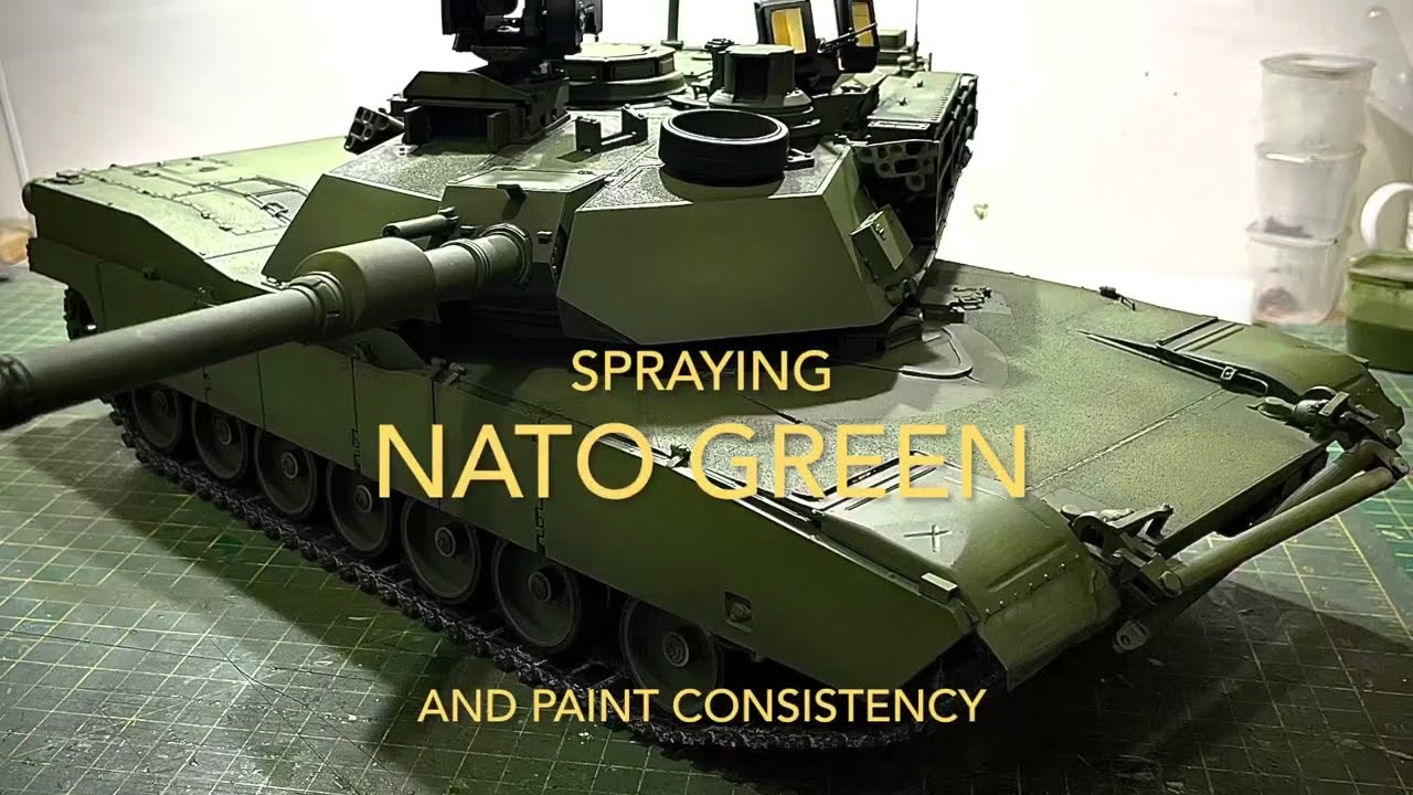 Heng long M1A2 Abrams, NATO Green, часть 2, метод разбавления краски Tamiya, черно-белый #howto #rc