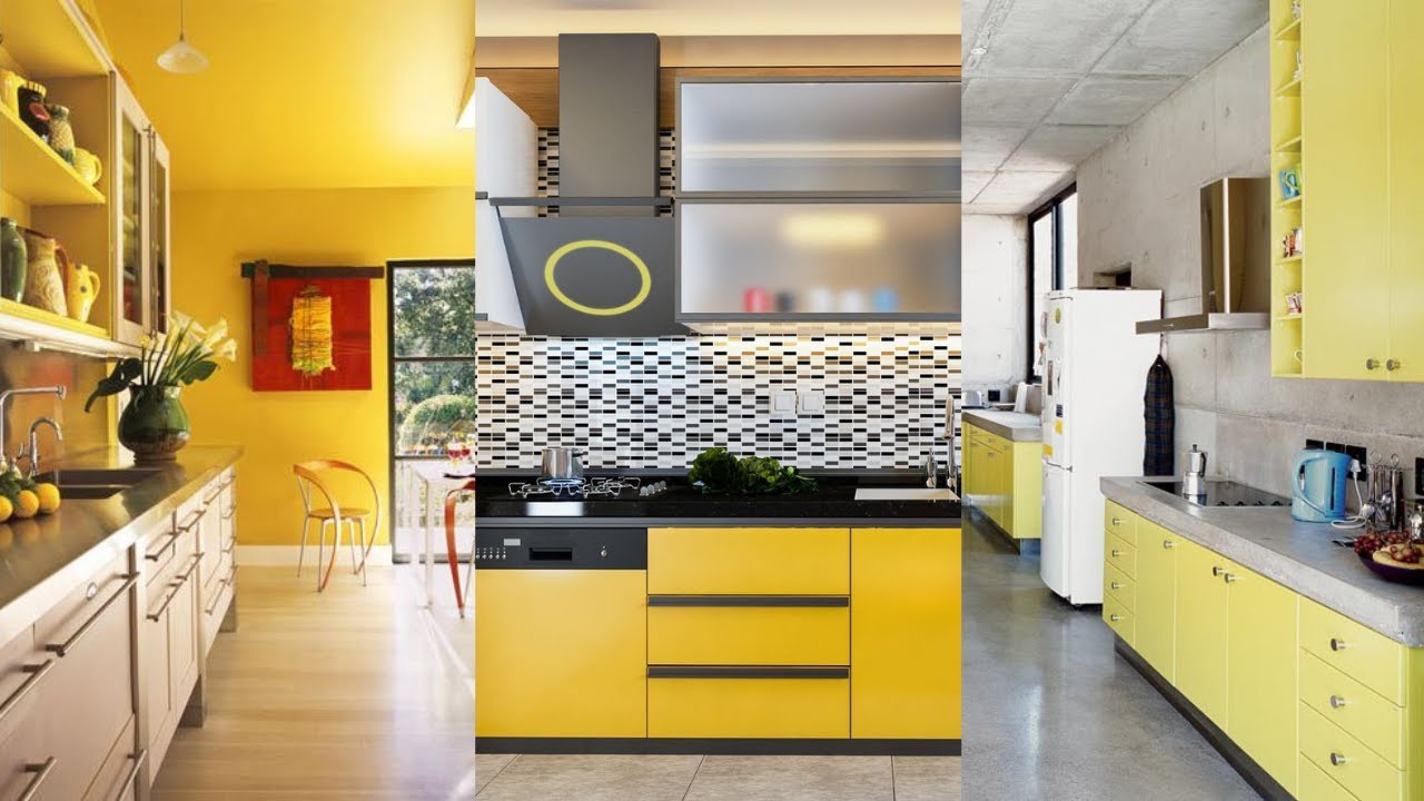 Yellow Kitchen Design Ideas. Yellow Kitchen Cabinet and Wall Inspiration.