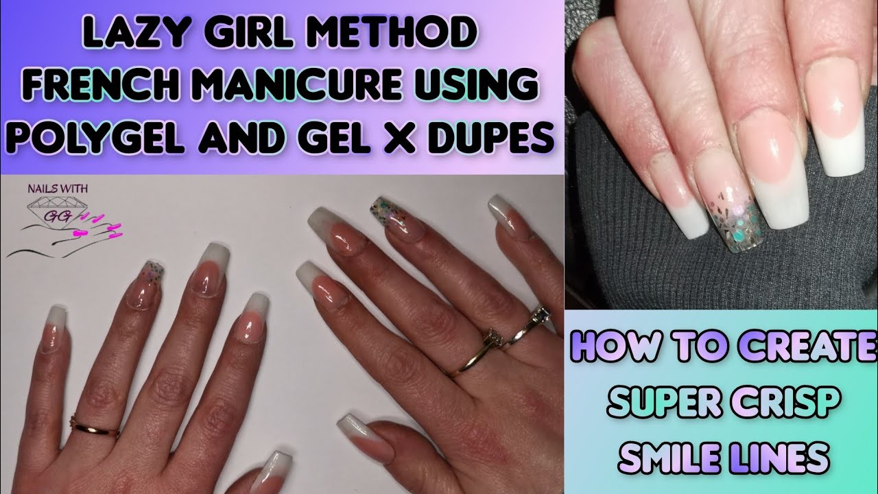 How to do French Lazy Girl Method nails using gel x dupes & polygel Aliexpress | crisp smile lines