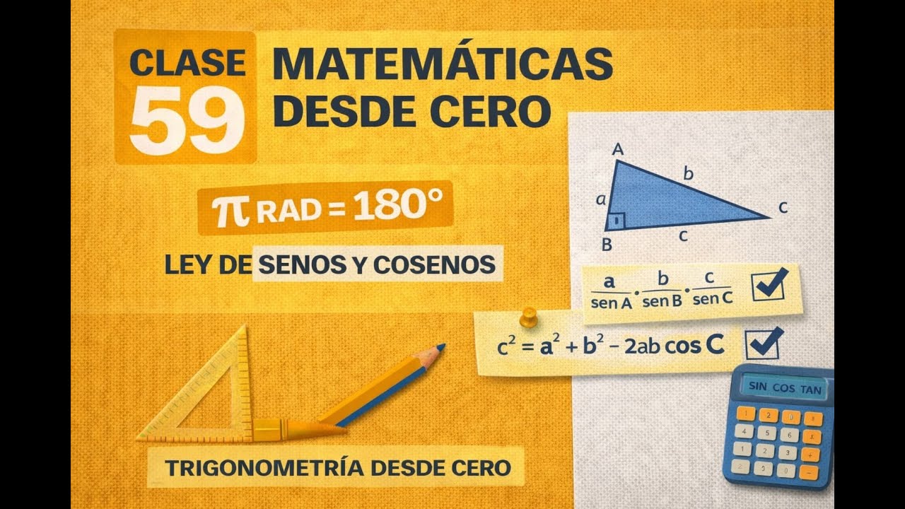 🧮 Clase 59 – Valor de π en Radianes y Ley de Senos y Cosenos | Matemáticas Desde Cero