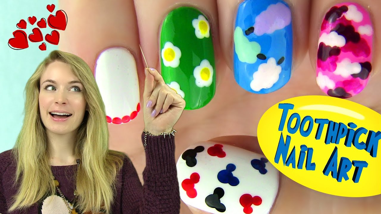 Toothpick Nails! 5 Nail Designs Using Only a Toothpick