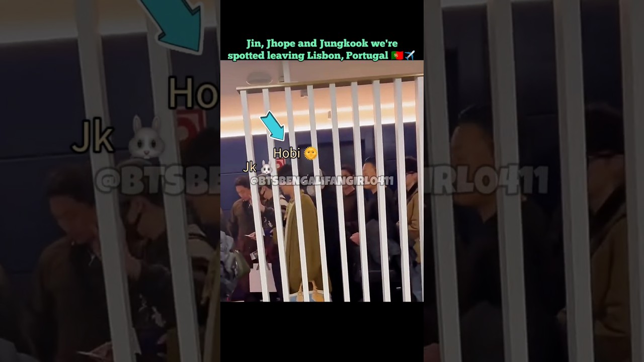jin hobi & Jungkook were spotted leaving Lisbon, Portugal 🇵🇹✈️ #@BTS #shorts #bts #shortsfeed