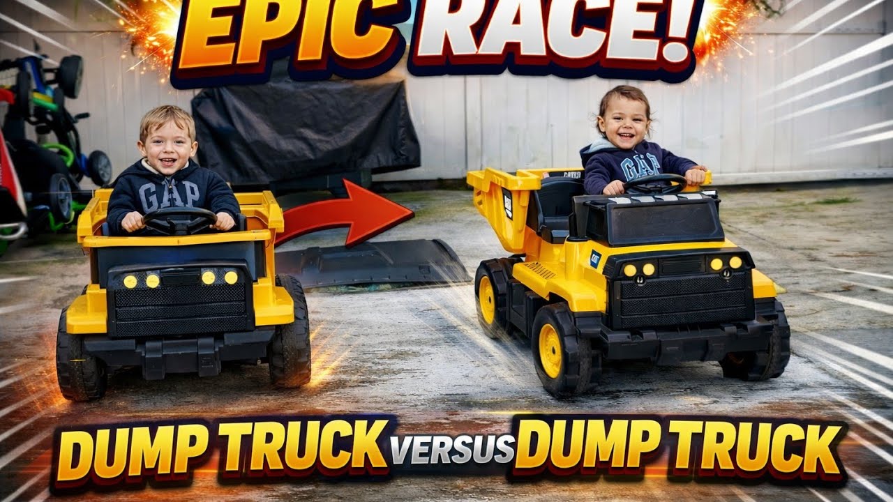 Robby and Mikey dump truck racing