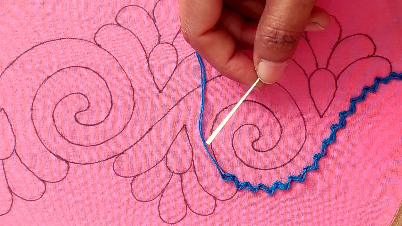Cute & attractive border line design hand embroidery very nicely