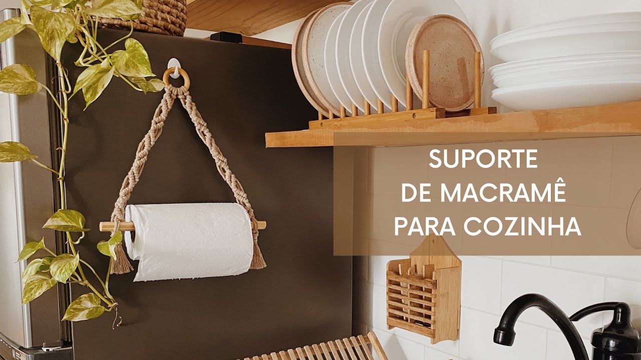 Tutorial- Suporte de papel toalha em macramê | super fácil e rápido  #diy #macrame #façavocêmesmo