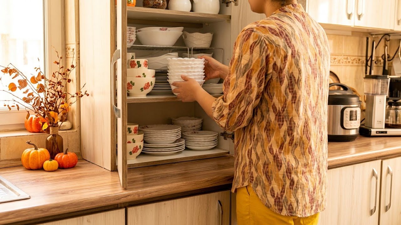 COZY FALL DAYS AT HOME | kitchen organization tips for cleaning autumn