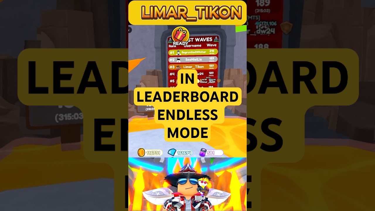 🔝✨🔴 LEADERBOARD ENDLESS MODE SHINY WARLORD + SHINY QUANTUM #endless #shorts #leaderboard #shiny
