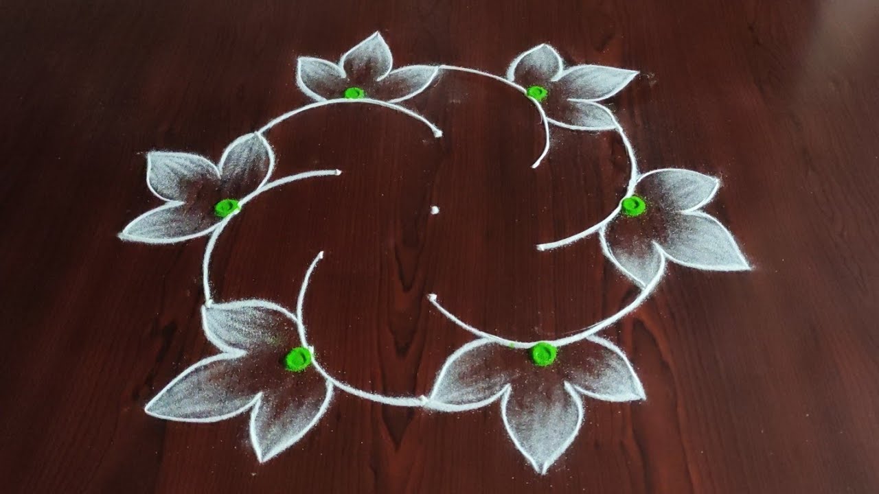 2 beautiful daily kolams (5×3) dot's..... simple daily rangolis