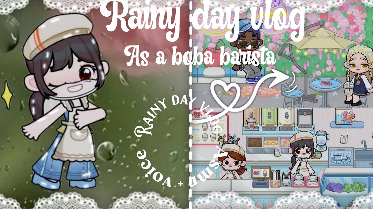 .⁠✧Rainy day vlog as a boba barista ✧| ASMR + VOICE| COZY ROLEPLAY| GAME WORLD # GAME WORLD 