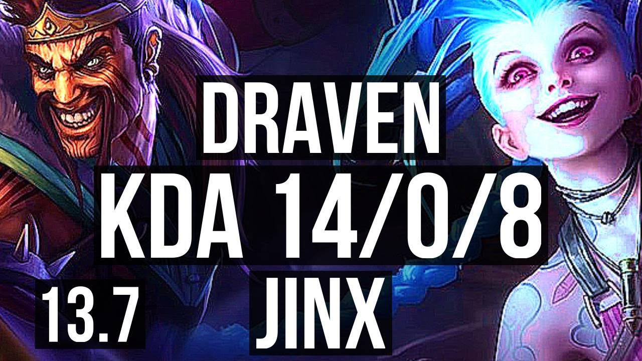 DRAVEN & Rell vs JINX & Milio (ADC) | 14/0/8, Legendary, 300+ games | KR Master | 13.7
