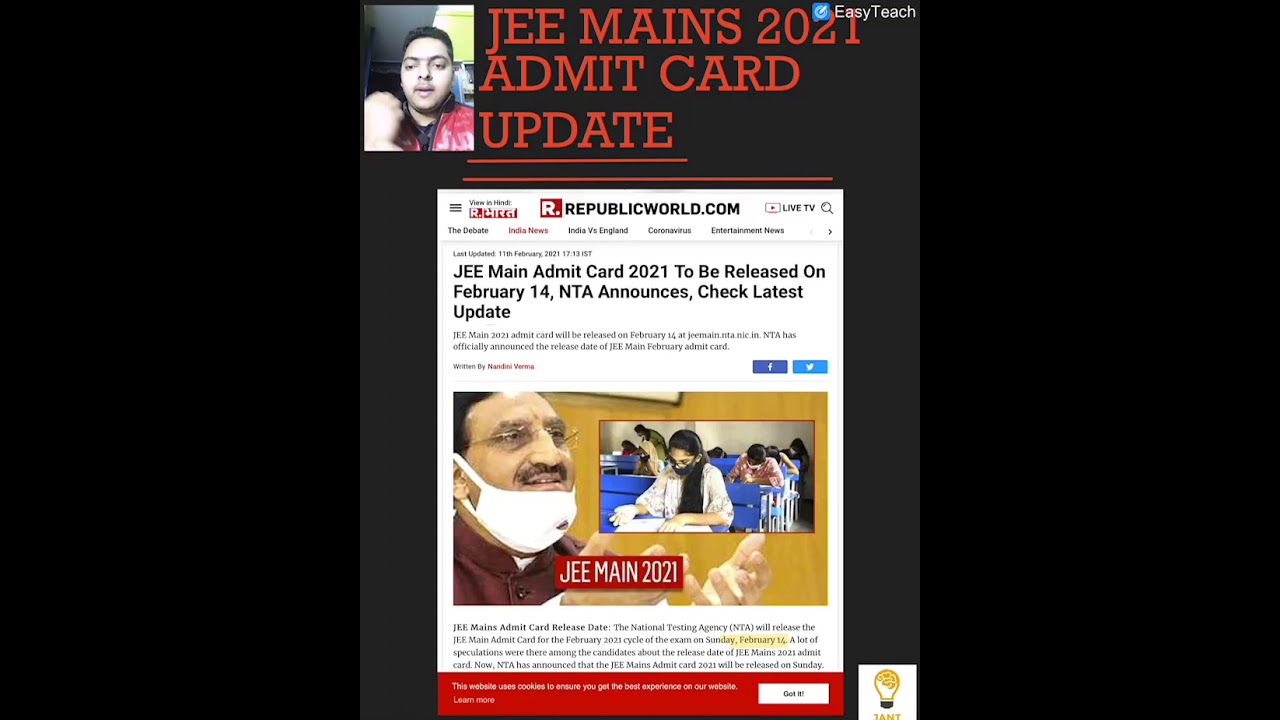 Jee Main 2021-Admit Card Release Date||Wait Is Over||Jee Mains 2021#shorts