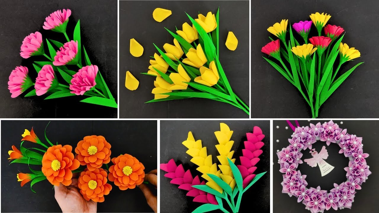6 Easy & Most Beautiful Paper Flowers Making | DIY Paper Craft 