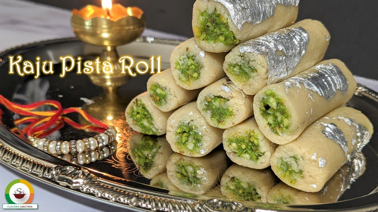 Kaju pista roll recipe | How to make kaju pista roll | Cashew Pistachio Rolls | काजू पिस्ता रोल