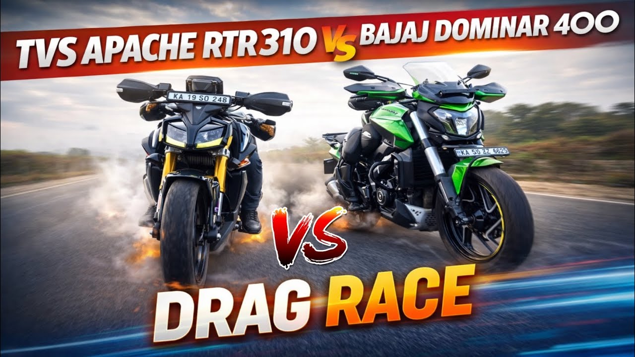 TVS APACHE RTR 310 VS BAJAJ DOMINAR 400 DRAG RACE 🔥
