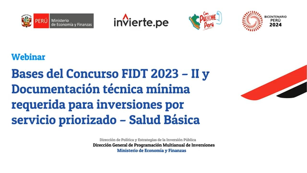 DGPMI: Bases del Concurso FIDT 2023 II y documentación técnica mínima obligatoria - Salud Básica