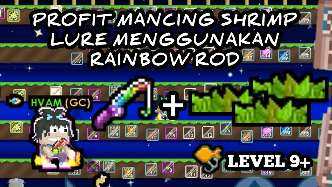 PROFIT MANCING 1K SHRIMP MENGGUNAKAN RAINBOW ROD DENGAN ROLE LEVEL 9 | GROWTOPIA INDONESIA