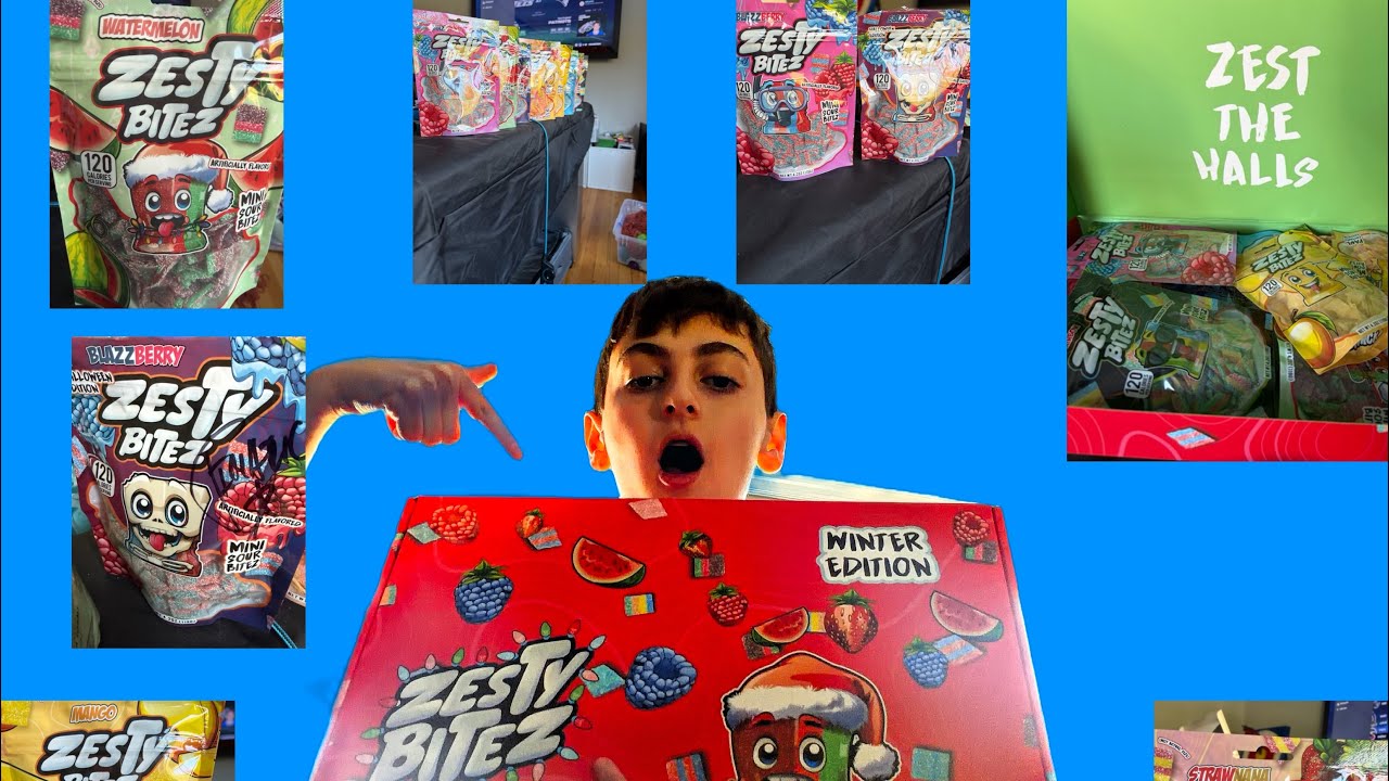 Trying every flavor of Zesty bites in the winter edition box!￼