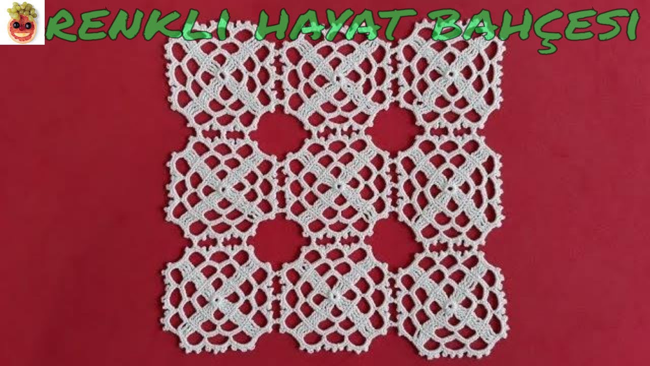 Dantel Kare Motif / Salon - Oda Takımı / Sehpa ve Tepsi Örtüsü - Anlatımlı Yapılışı -  Örgü Dantel
