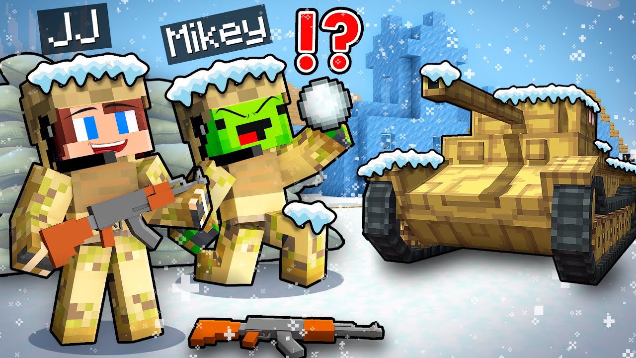 JJ and Mikey got Into WINTER MILITARY CIVILIZATION in Minecraft ! - Maizen