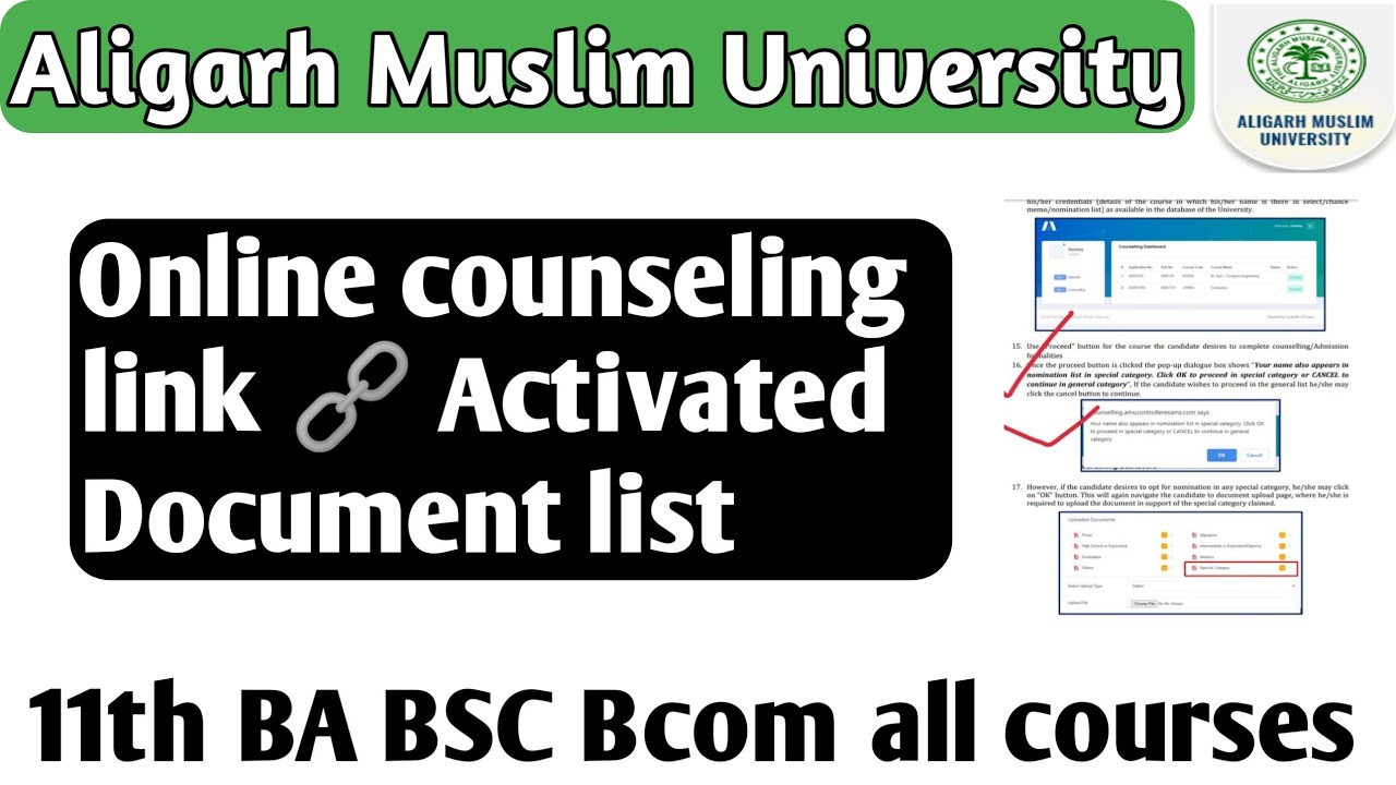 AMU online counseling link activated AMU documents list for online counseling 2021 amu counseling