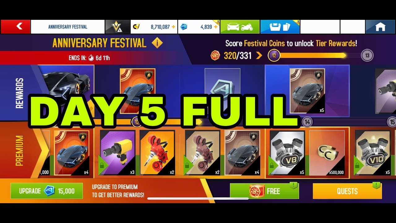 Asphalt 8 Day 5 Full Anniversary Festival Check Out