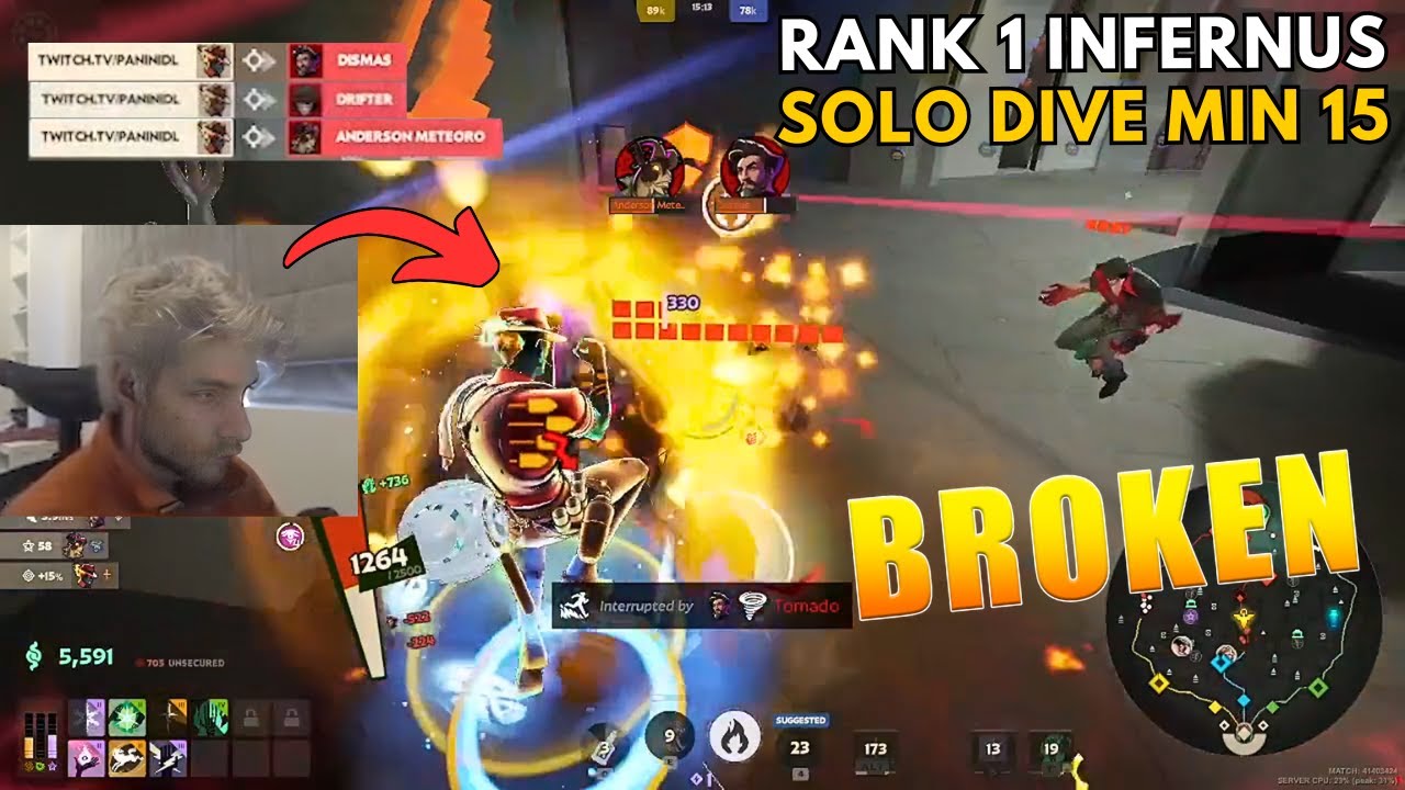 Rank 1 Infernus Solo Dive Min 15 - Deadlock Highlights Ep 342