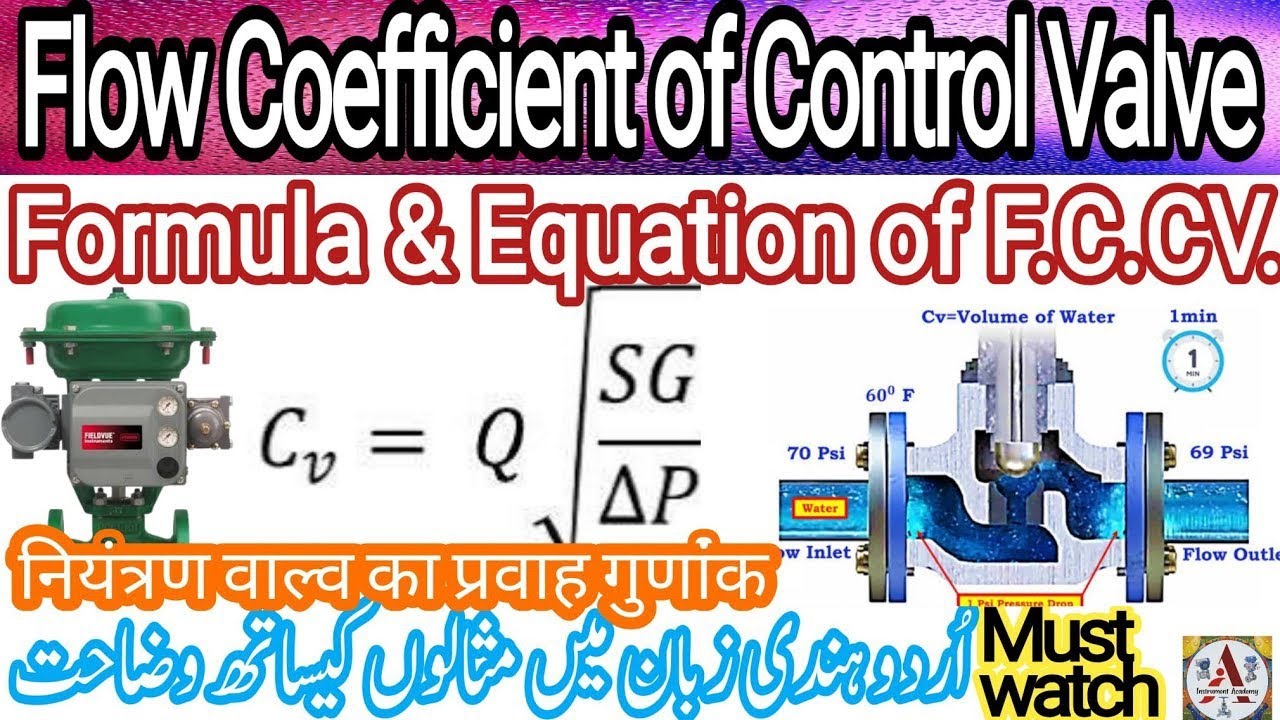 Flow Coefficient of Control valve | Flow coefficient formula and Equation of CV #InstrumentAcademy 