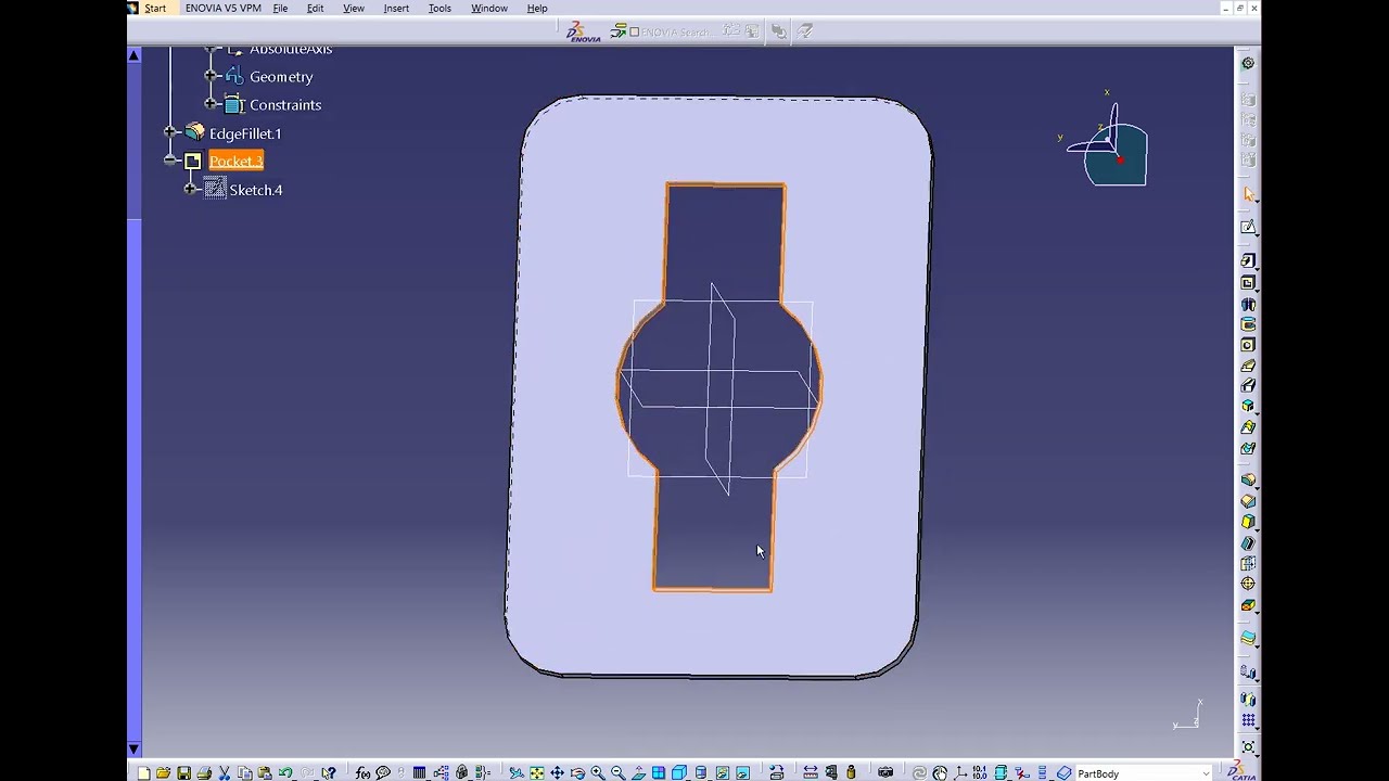 CATIA V5 for Beginners: Quick Trim, Edge Fillet & Pocket - 3