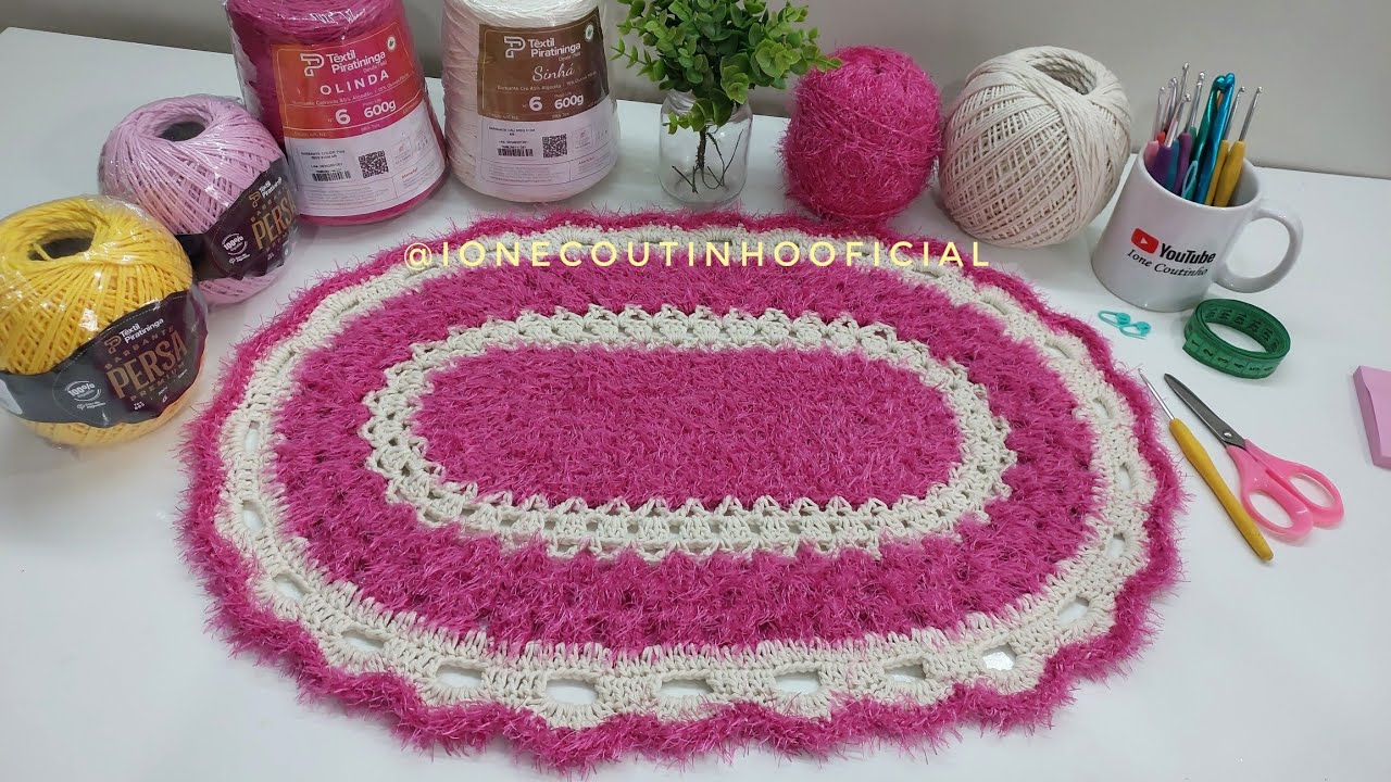 TAPETE OVAL LUXO EM CROCHÊ  PELUDINHO FÁCIL E ECONÔMICO PASSO A PASSO.