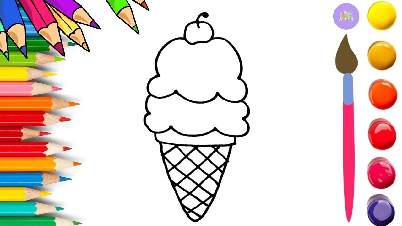 How To Draw cute Icecream Drawing, Painting & Coloring For Kids and Toddlers_🌈🎨
