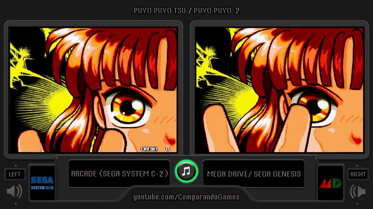 Puyo Puyo 2 (Arcade vs Mega Drive) Side by Side Comparison (Puyo Puyo Tsu) Arcade vs Sega Genesis